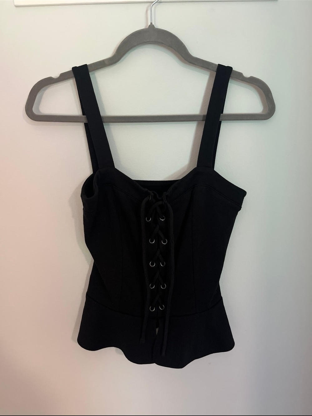 Aeropostale Black Lace-Up Peplum Camisole